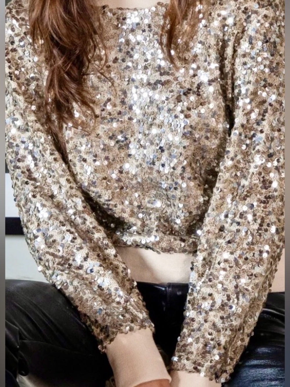 dylan Gold / Bronze Sequin Pullover Sweatshirt Medium
